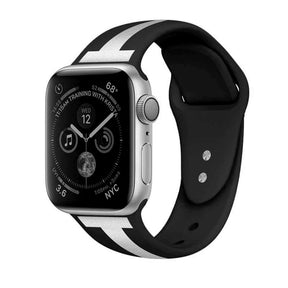 Soft Silicone Watch Bands Pattern Printed Band for iWatch Series6/5/4/3/2/1/SE-BlackSilver