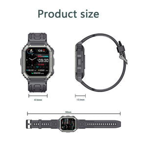 KR06 Mens Military HD Smart Watch Fitness Tracker Heart Rate Sleep Monitor-Green Camouflage