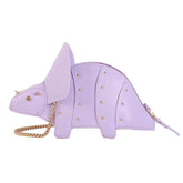 Dinosaur Shape Crossbody Shoulder Bag Women Pu Leather Rivet Chic Clutch-Purple