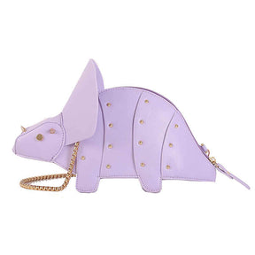 Dinosaur Shape Crossbody Shoulder Bag Women Pu Leather Rivet Chic Clutch-Purple
