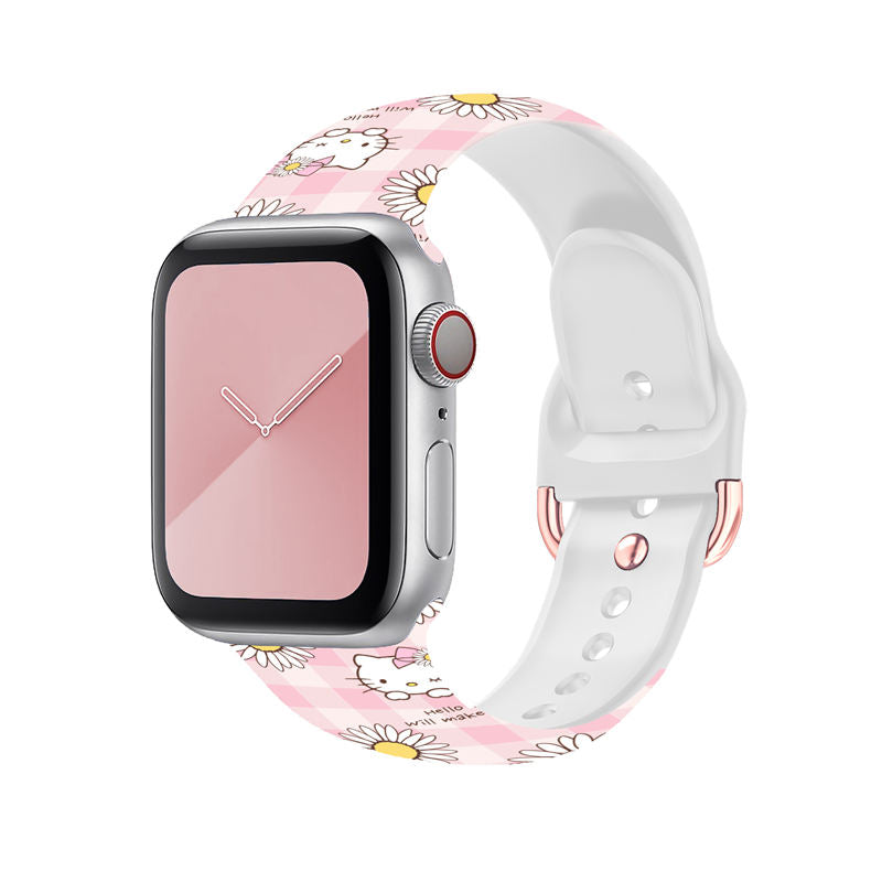 Silicone Printed Watch Band HelloKitty for iWatch Series SE/6/5/4/3/2/1