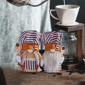 2 Pcs Coffee Gnomes Plush Home Kitchen Tray Decoration