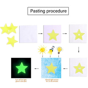 Luminous Stars Plastic Wall Stickers Glow In The Dark For Home Art Decor-Yellow