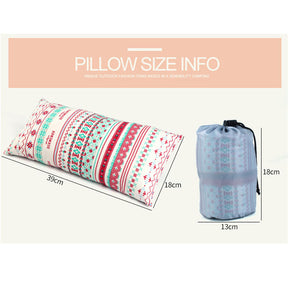 Portable Ethnic Style Camping Pillow with Storage Bag-Navy Blue