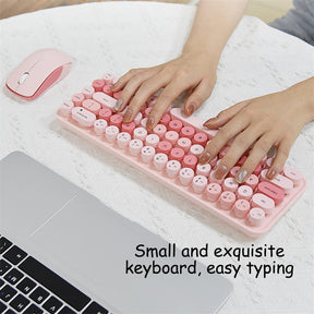 Wireless Keyboard and Mouse Set Combo 2.4G for Laptop Desktop-IDou-Sakura Pink