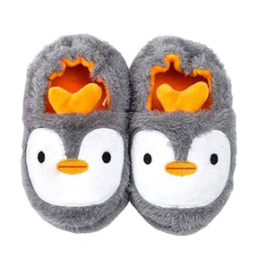 Toddler Boys Girls Soft Plush Slippers Cartoon Cute Animal Warm Shoes-Grey