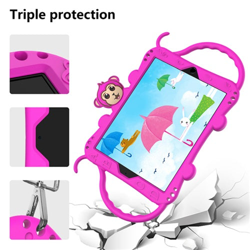 Monkey iPad Case Cartoon Kids Safe Anti-fall Protective Cover For Samsung Galaxy Tab A 10.1inch£¨2019£©T510/T515-Hot Pink