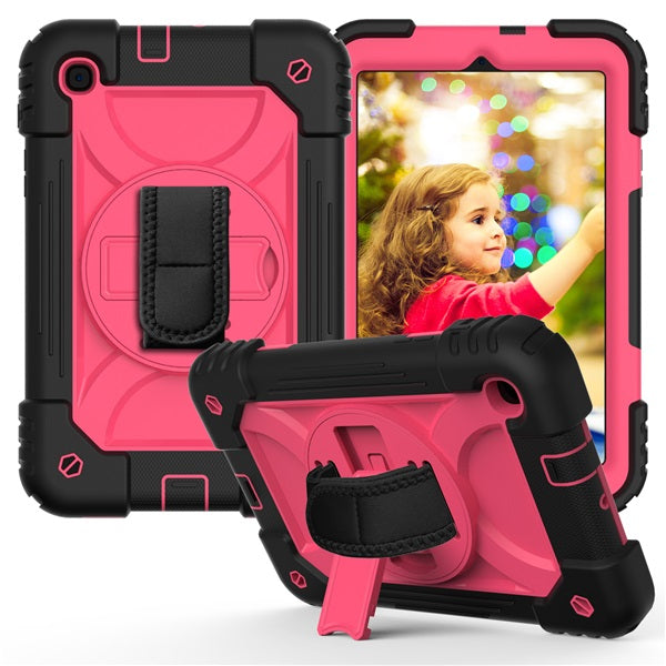 Rainbow Tablet Case An-fall Protective Cover For Samsung Galaxy Tab A 8.4 T307 2020-Black&Hot Pink