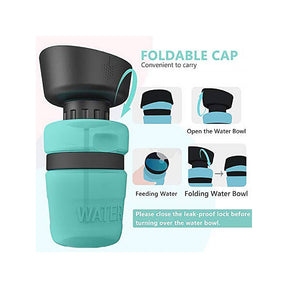 Pet Portable Water Bottles Safety Silicone Collapsible Bottle for Travel 520ML-BlueGreen