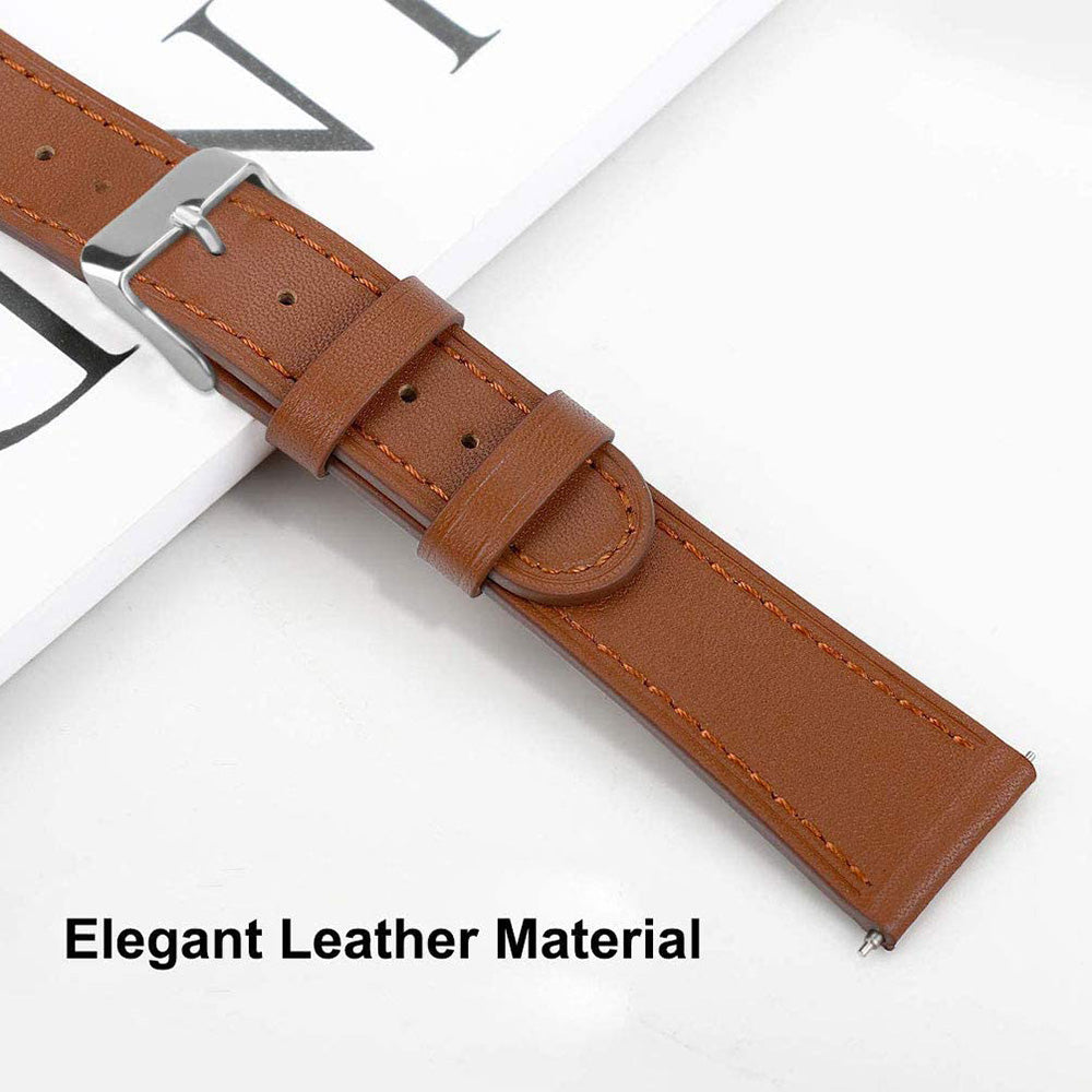 First Layer Cowhide Round Tail Leather Watch Band For Samsung Galaxy Watch 42/46mm Gear S3 Frontier/Classic(Brown)