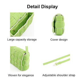 Casual Soft Crossbody Bag Square Design Braided Handbag-Green