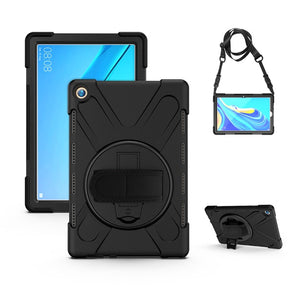 OnePiece Tablet Case Anti-fall Protective Cover Bulit-in Kickstand/Hand+Neck Strap For HuaWei MediaPad M6 10.8inch 2019/Matepad 10.8inch-Black