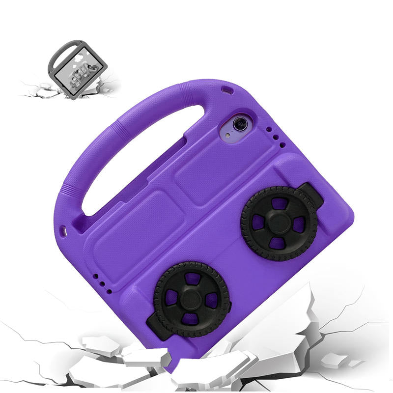 Wheel iPad Case For iPad Mini 6 Shockproof Stand Cover With Handle Stand-Purple