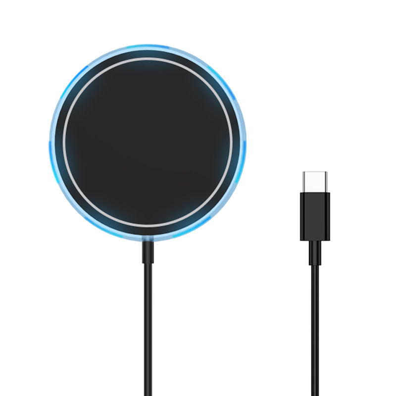 LED Magsafe Magnetic 15W Wireless Charger for Apple 12 Series-Black