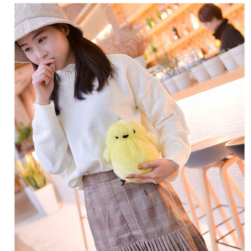 Women Cute Chick Plush Crossbody Bag Chic Small Cell Phone Wallet For Girls-Yellow