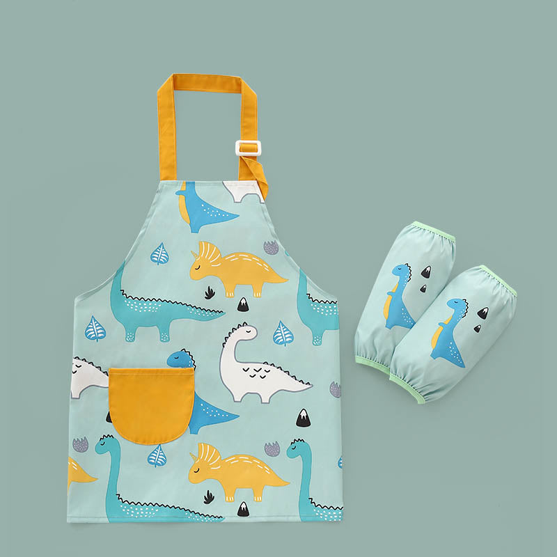 Kids Cartoon Animal Pattern Painting Waterproof Apron Set-Animal Forest