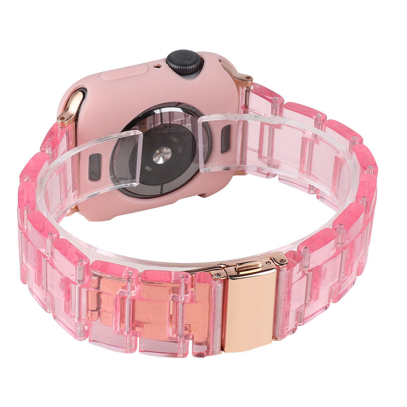 Fashion Resin Candy Watch Band + Watch Case For Apple Watch SE/6/5/4/3/2/1£¨Pink+Pink£©