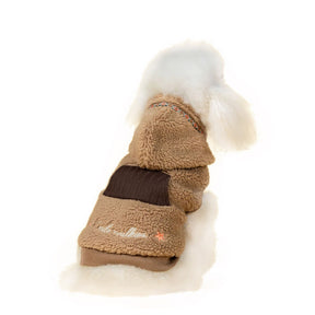 Dog Fleece Coat Hoodie Ultra Warm Thick Winter Jacket for Puppy-Coffee