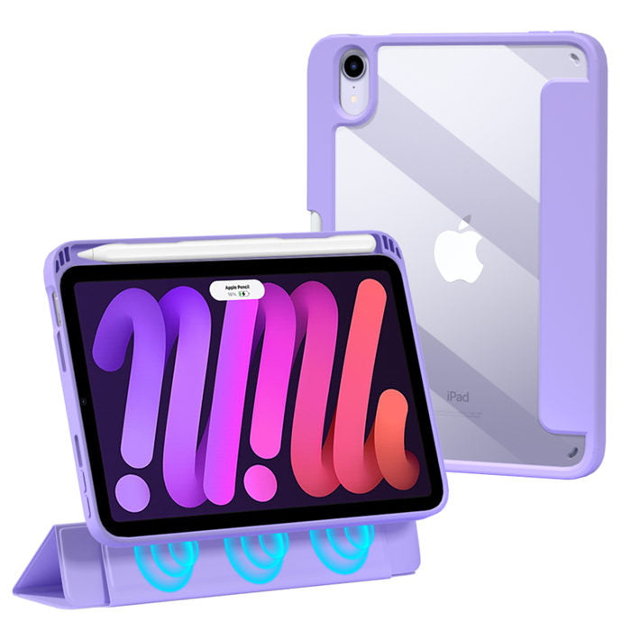 Transparent Magnetic Removable Cover For iPad 10th 2022 10.9 Ultra Slim Smart Case-Light Purple