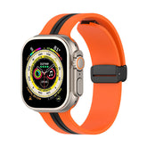 Silicone Bicolor Band with Magnetic Folding Buckle for Apple Watch-13