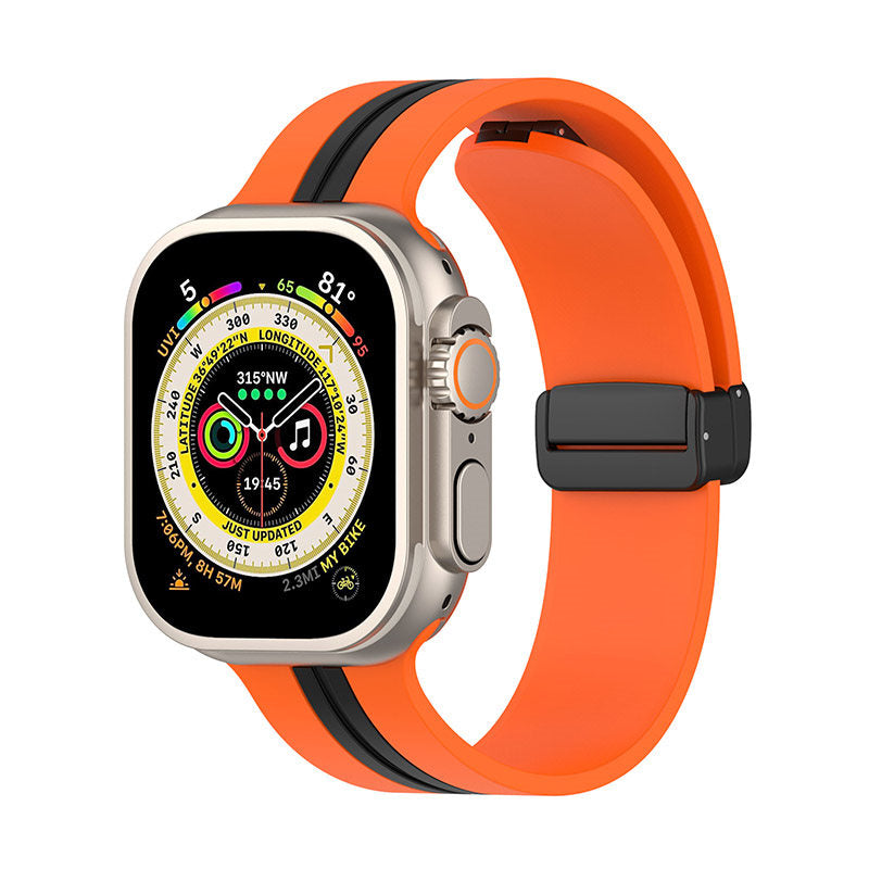 Silicone Bicolor Band with Magnetic Folding Buckle for Apple Watch-13