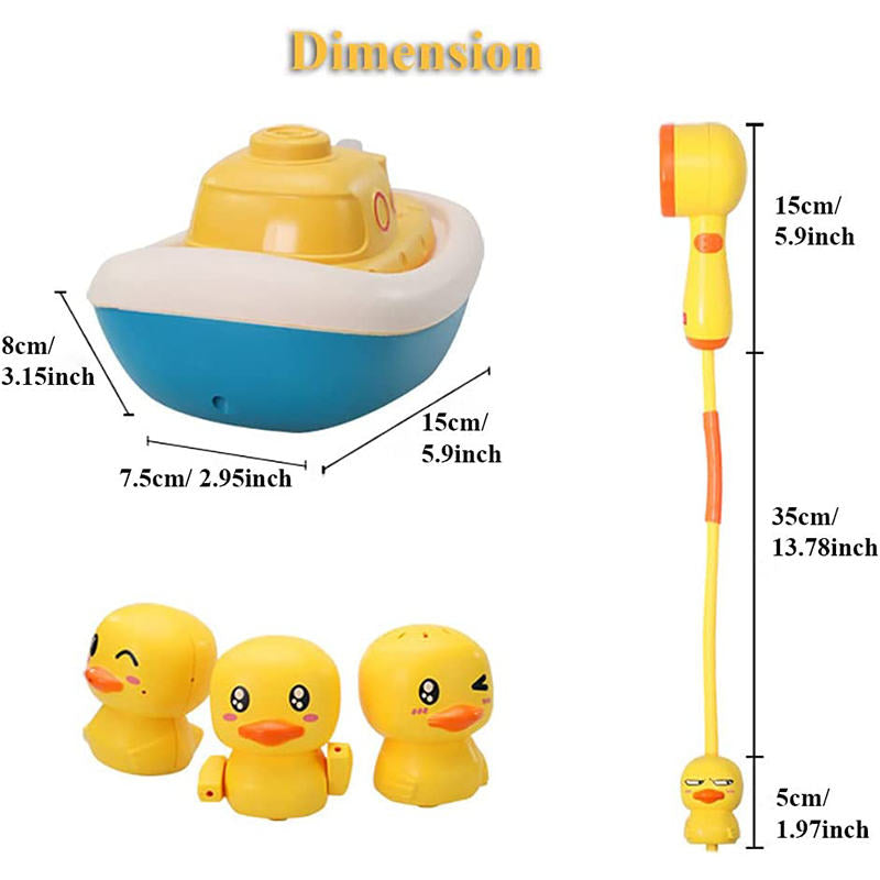 Electric Bathtub Fountain Toy with 3 Different Spraying Duck and 1 Duck Shower Head