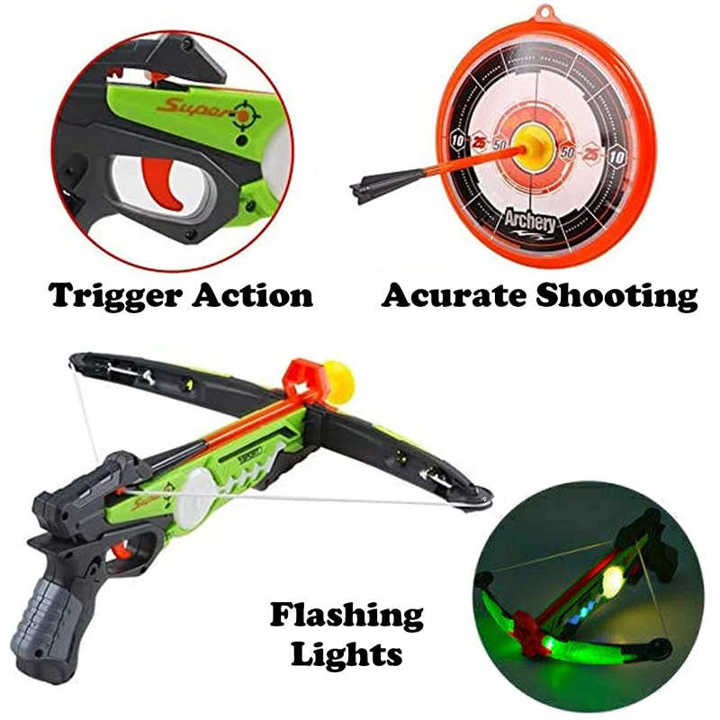 Crossbow Set Archery Toy with LED Flash Lights for Kids 6+