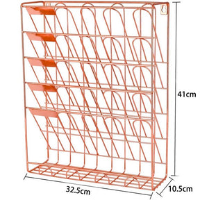 Hanging File Organizer6 Tier Wall Mount Document Letter Tray File Organizer for Home and Office -Rose Gold