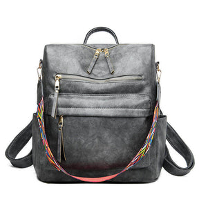 Women's Fashion Purse Backpack Multipurpose Design Backpack PU Leather Travel bag-Gray