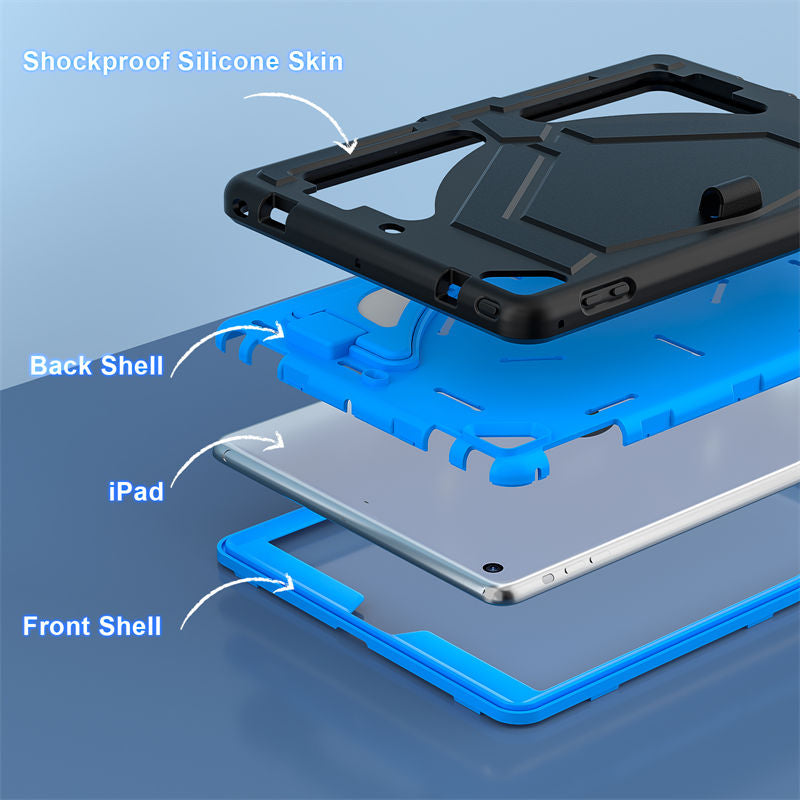 Tablet Case Rugged with Kickstand for iPad 6th/5th Generation 2018/2017-BlackBlue