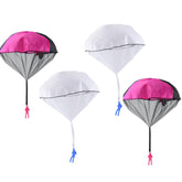 Parachute Toy 4 Pieces Set Free Throwing Outdoor Childrens Flying Toys-WhitePink