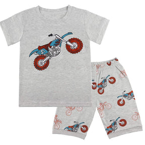Little Boys Summer Pajamas 2 Pieces Cotton Toddler Sleepwear for Boys Size 2-7T-Motorcycle
