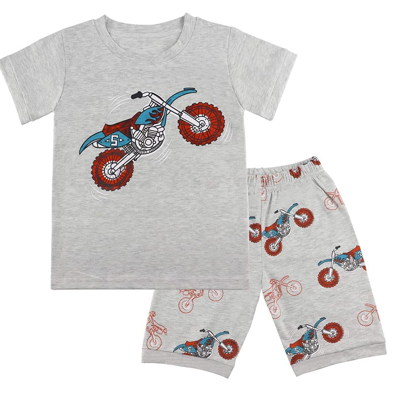 Little Boys Summer Pajamas 2 Pieces Cotton Toddler Sleepwear for Boys Size 2-7T-Motorcycle