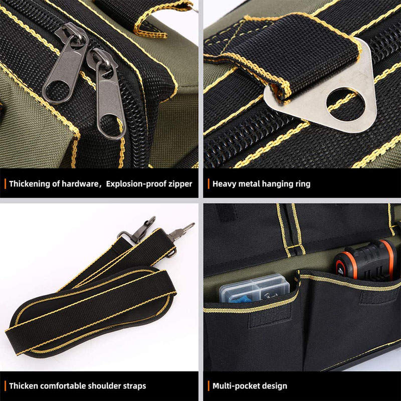 Wide Mouth Tool Bag with Waterproof Molded Base Shoulder Strap