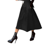 Womens Elegant High Waist Bowknot Skirt Back Tie Long Dress-Black