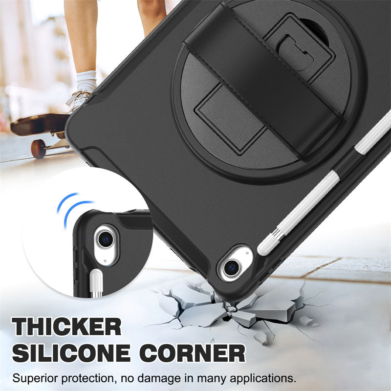 Tablet Case For iPad 10th with 360¡ã Kickstand/Hand Strap Shockproof-Black