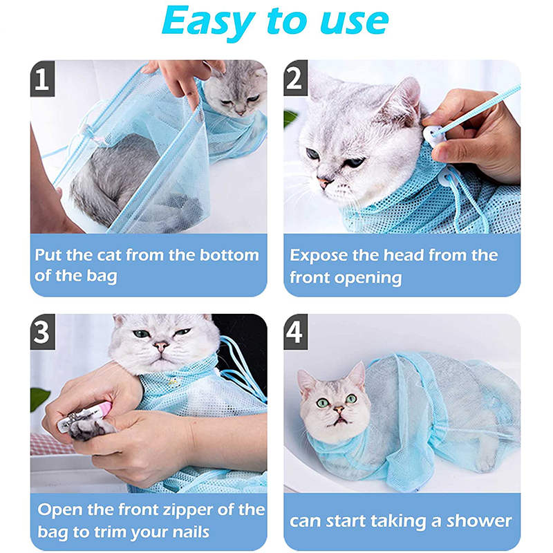 Cat Grooming Bag Adjustable Anti-Bite Cat Restraint Bag for Nail Trim Examining Ear Clean-Orange