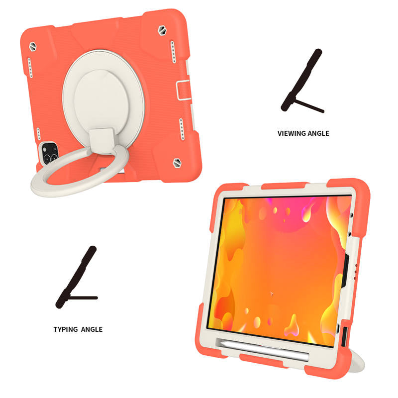 iPad Case For iPad Air 5 with 360¡ãSwivel Stand-Coral Orange