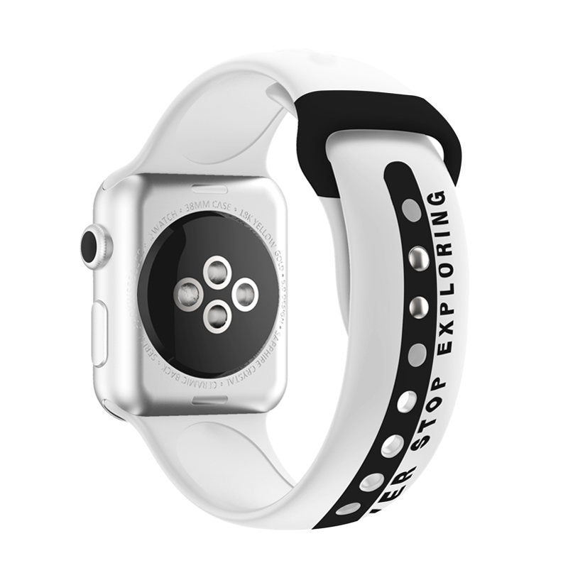Sports Band Soft Silicone Breathable Waterproof for Apple Watch-WhiteBlack