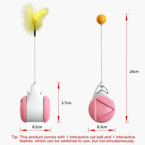 Cat Balance Swing Car Toy with Catnip Ball Feather Stick Interactive Pet Toys-Pink