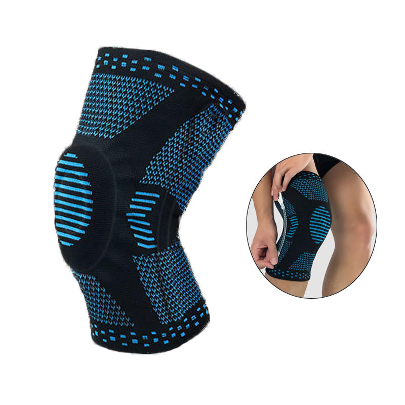 Professional Sports Knee Brace Fitness Spring Support Silicone Anti-collision Knee-BlackBlue