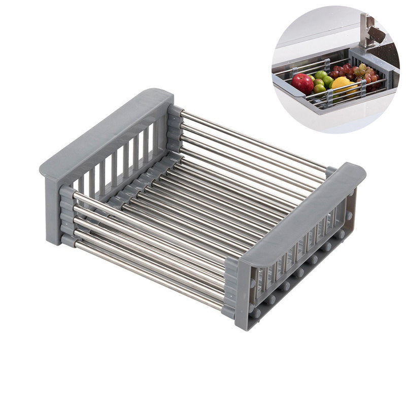 Dish Drying Rack Retractable 304 Stainless Steel for Vegetable Fruit