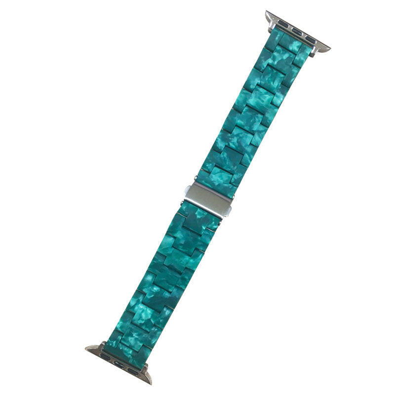 Fashion Resin iWatch Band with Stainless Steel Buckle for iWatch Series SE/6/5/4/3/2/1-MatteGreen