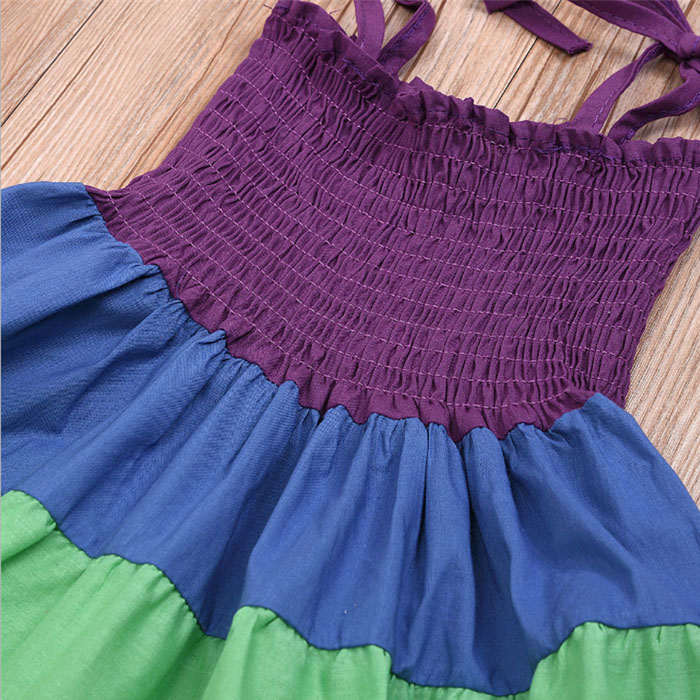Baby Girls Rainbow Dress Toddler Princess Sleeveless Summer Dress Beach Tutu-Purple