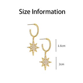 Pair of Cute Star Dangle Hoop Earrings for Women-Gold