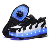 Roller Shoes Chargeable for Girls Boys Kids LED Sneakers-BlackWhite