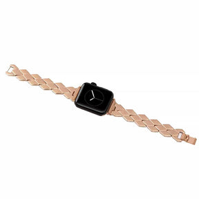 LX Stainless Steel Watch Band Quick Release Wristbands for Apple IWatch Series SE/1/2/3/4/5/6 For Women-Rose Gold