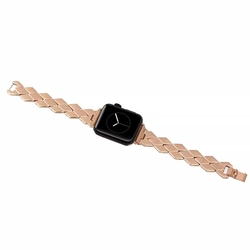 LX Stainless Steel Watch Band Quick Release Wristbands for Apple IWatch Series SE/1/2/3/4/5/6 For Women-Rose Gold