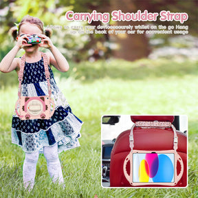 Cat Tablet Case For iPad 10th Rugged with Shoulder Strap-Pink
