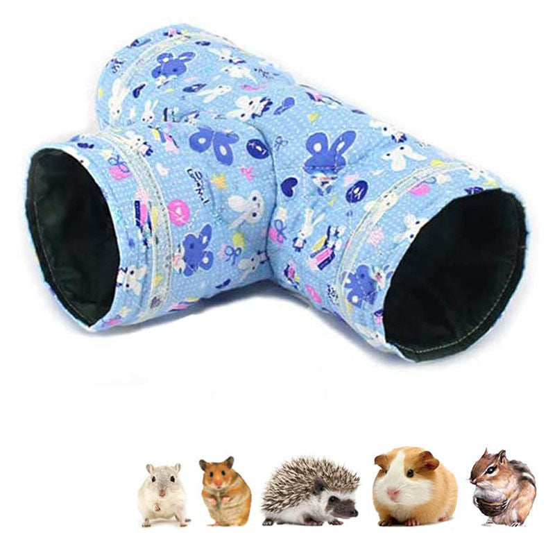 Guinea Pig Tunnels and Tubes Collapsible 3 Way Hideout-Blue Bunny